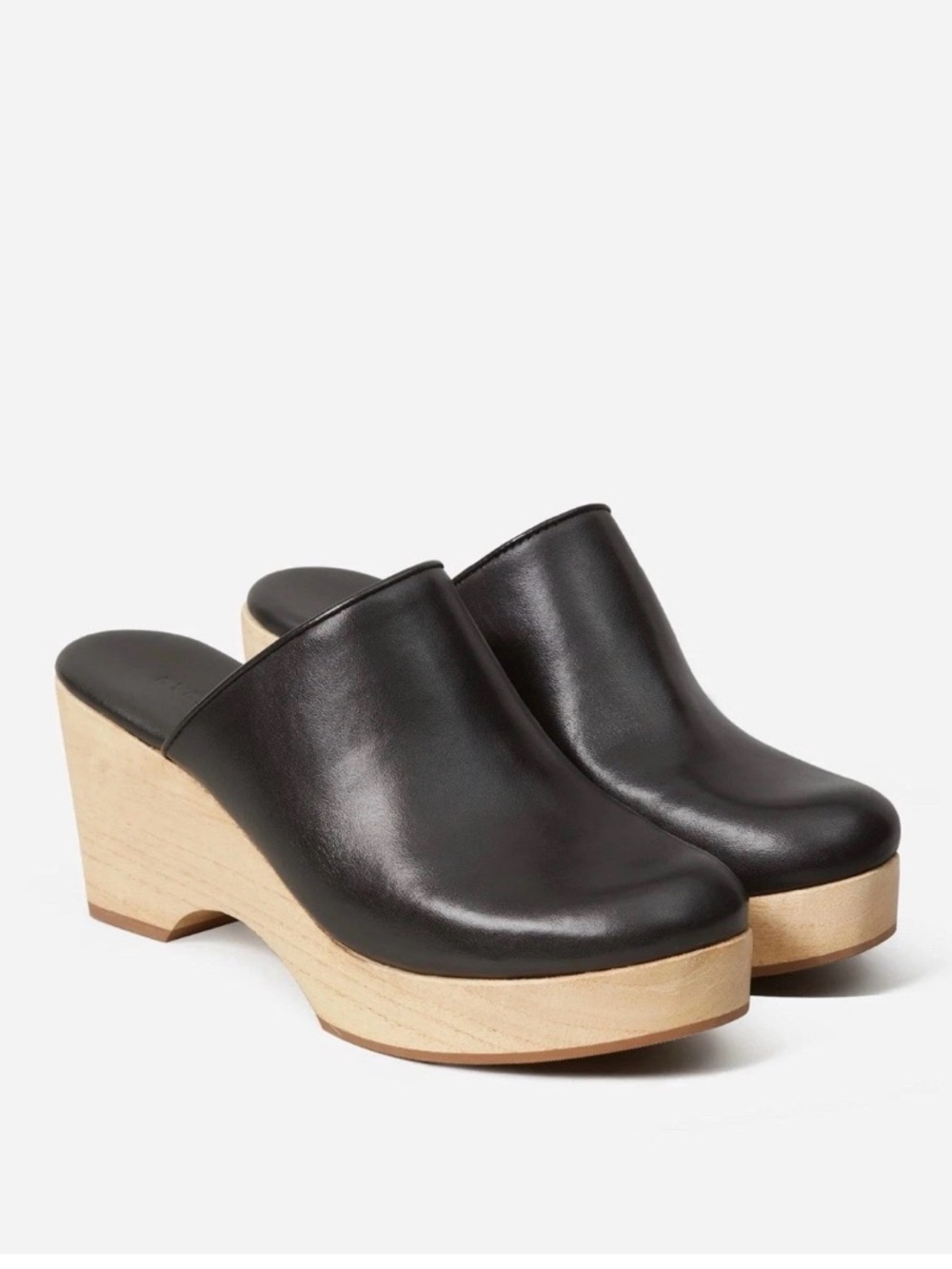 Everlane The Clog Black Minimalist Platform Women’s 8.5 Wood Heels